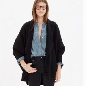 Madewell Sculptor Cardigan Sweater Cocoon Merino Wool Chevron Knit Dolman Sleeve
